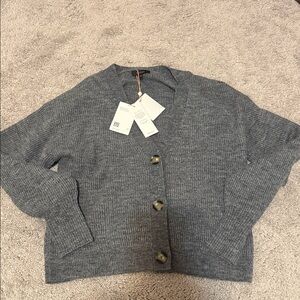 Quince Charcoal Button-Up Cardigan NWT